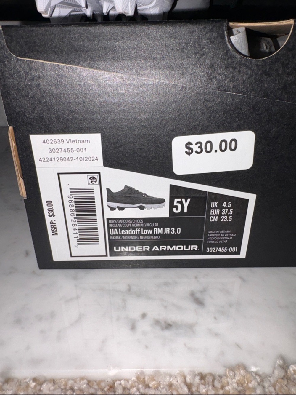 Under Armour Kids Black and White Turf Cleats - Picture 2 of 7